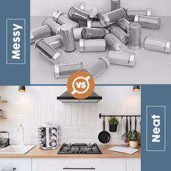 Buckingham Rotating Spice Rack with Glass Jars Premium Stainless Steel Organiser