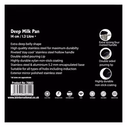 Buckingham Induction Deep Milk Pan Xylan Non-Stick Coating Double 14 cm
