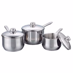 Buckingham 3 Piece Deep Saucepan Set with Stainless Steel Lid Cookware Pan Pot Set Premium Quality Induction Compatible