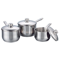 Buckingham 3 Piece Deep Saucepan Set with Stainless Steel Lid Cookware Pan Pot Set Premium Quality Induction Compatible