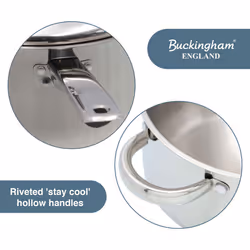 Buckingham 3 Piece Deep Saucepan Set with Stainless Steel Lid Cookware Pan Pot Set Premium Quality Induction Compatible