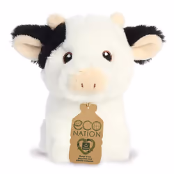 Aurora, 35072, Eco Nation Mini Cow, 5In, Soft Toy, Black & White