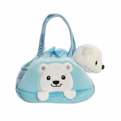 Aurora Peek-a-Boo Polar Bear, Purse bag, Child, Brown, White, Polar bear, Plush