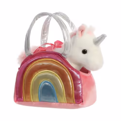 AURORA, Fancy Pals, 61171, Rainbow Unicorn Soft Toy In A Handbag, Gift Idea, Multi-Colour