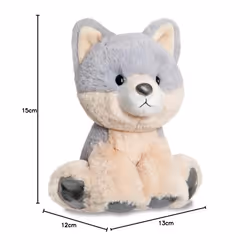 Aurora, 61411, Glitzy Tots Wolf, 6In, Soft Toy, Grey and Brown