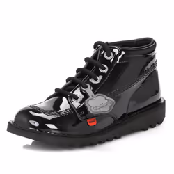 Kickers Kick Hi W Core Black Patent Boots - UK 3