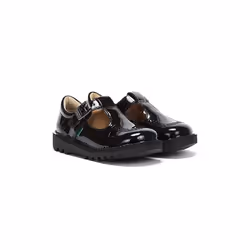 Kickers Infant Black Kick T Bar Patent Leather Shoes - UK 8 Infant