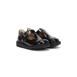 Kickers Infant Black Kick T Bar Patent Leather Shoes - UK 8 Infant
