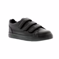 ) New Older Boys/Childrens Black Kickers Tovni Touch Fasten Shoes UK Size - 1 (Adults'