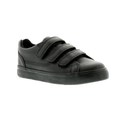 ) New Older Boys/Childrens Black Kickers Tovni Touch Fasten Shoes UK Size - 1 (Adults'