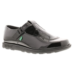 ) Kickers Fragma T-Bar Older Girls School Shoes Black - 3 (Adults'