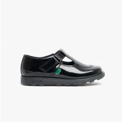 Kickers FRAGMA T-BAR Girls Leather School Shoes Black - UK 8.5, Black