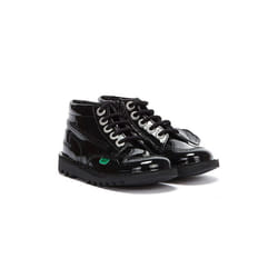 Kickers Kick Hi Zip Patent Infants Black Boots - 11 Kids