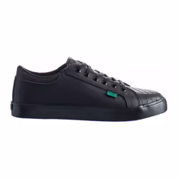 Kickers Tovni Y Quilt Lace-Up Black Smooth Leather Kids Trainers 1 15876 (UK ) - 5, Black