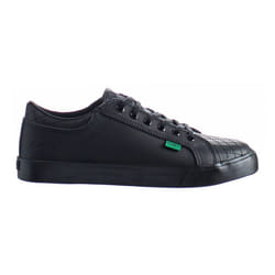 Kickers Tovni Y Quilt Lace-Up Black Smooth Leather Kids Trainers 1 15876 (UK ) - 5, Black