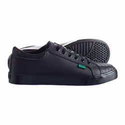 Kickers Tovni Y Quilt Lace-Up Black Smooth Leather Kids Trainers 1 15876 (UK ) - 5, Black