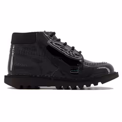 Kickers Hi Faeries Split Lace-Up Black Smooth Leather Kids Boots 115967 (UK ) - 2.5