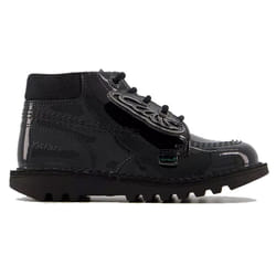 Kickers Hi Faeries Split  Lace-Up Black Smooth Leather Kids Boots 115967 (UK ) - 2.5