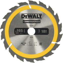 Dewalt DT1933-QZ DT1933-QZ-Hoja para construcciÃ³n 165 x 20mm 18T (AC), Set of 6 Pieces