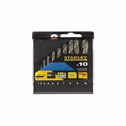 Fatmax STA56043-QZ 10 Piece High Speed Steel Metal Drill Bit Set, Includes 1mm, 2mm, 3mm, 4mm, 5mm, 6mm, 7mm, 8mm, 9mm, 10mm