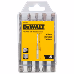 DeWalt DT9399 5 Piece SDS + SDS Plus Drill Bit Set 5mm 8mm DT9399-QZ Case