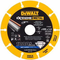 DEWALT DT40255-QZ DT40255-QZ-Disco de Corte con borde diamantado Extreme Metal 230x1.5x22.3mm