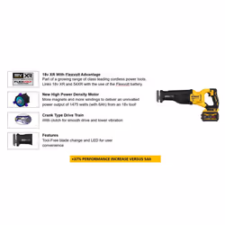 DeWalt DCS386H2T 18v XR FlexVolt Advantage Reciprocating Saw + 2x5AH Powerstack - Additional view 7
