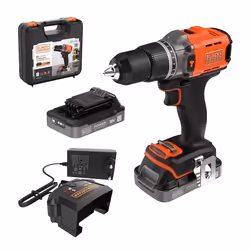 Black & Decker BCD383D2XK-QW, Pistol grip drill, Orange, 1.3 cm, Battery, 2 Ah, 18 V