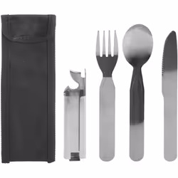 5 Piece Stainless Steel Camping Cutlery Set In Carry Pouch
