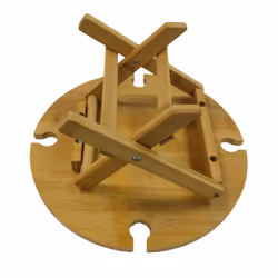 Portable Bamboo Chip Dip Wine Snack Table Round Wooden Picnic Table