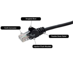 connektgear 5m RJ45 CAT5e UTP Stranded Flush Moulded Network Cable - 24AWG - Black