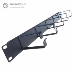connektgear 5 Ring 19 Inch (1U) Rack Mount Cable Management Bar - 85mm Loop Depth - Black, Black, 1U, REACH, China, 48.3 cm ( ...