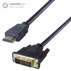 connektgear 2m HDMI to DVI-D Monitor Connector Cable - Male to Male - 18+1 Single link, 2 m, HDMI Type A (Standard), DVI-D, M ...