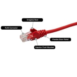 connektgear 1m RJ45 CAT6 UTP Stranded Flush Moulded LS0H Network Cable - 24AWG - Red