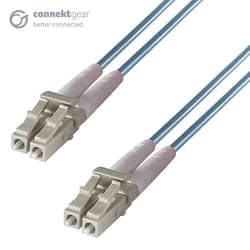 connektgear 3m Duplex Fibre Optic Multi-Mode Cable OM3 50/125 Micron LC to LC Aqua