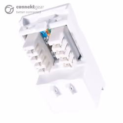 connektgear Single IDC RJ45 Shuttered Module 25 x 50mm (Cat6) - White, Flat, White, RJ-45, Terminal, Female, Female