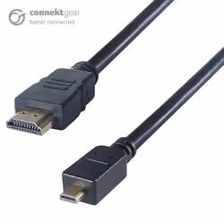 connektgear 2m HDMI to HDMI Micro Connector Cable - Male to Male Gold Connectors, 2 m, HDMI Type D (Micro), HDMI Type A (Stan ...