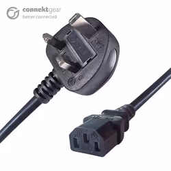 connektgear 5m UK Mains Power Cable UK Plug to C13 Socket, 5 m, BS 1363, C13 coupler