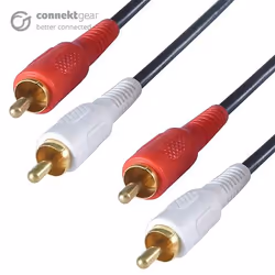 connektgear 10m 2 x RCA/Phono Audio Cable - Male to Male - Gold Connectors, 2 x RCA, Male, 2 x RCA, Male, 10 m, Red, White