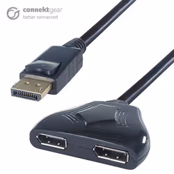 connektgear DisplayPort Splitter Cable - DP Male to 2 x DP Female, DisplayPort, 2x DisplayPort, 4096 x 2160 pixels, Black, 0. ...