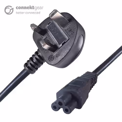 connektgear 1m UK Mains Power Cable UK Plug to C5 (Cloverleaf) Socket, 1 m, BS 1363, C5 coupler