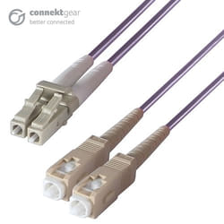 connektgear 2m Duplex Fibre Optic Multi-Mode Cable OM4 50/125 Micron LC to SC Purple