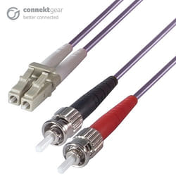 connektgear 3m Duplex Fibre Optic Multi-Mode Cable OM4 50/125 Micron LC to ST Purple
