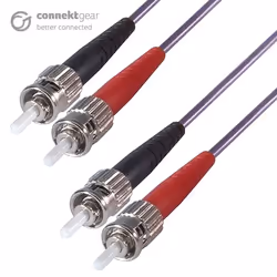 connektgear 5m Duplex Fibre Optic Multi-Mode Cable OM4 50/125 Micron ST to ST Purple, 5 m, OM4, ST, ST