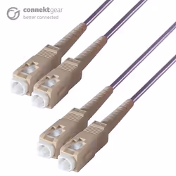 connektgear 15m Duplex Fibre Optic Multi-Mode Cable OM4 50/125 Micron SC to SC Purple, 15 m, OM4, SC, SC