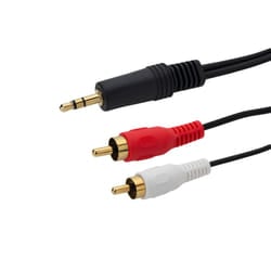 connektgear 15m 3.5mm Stereo to 2 x RCA/Phono Audio Cable - Male to Male - Gold Connectors
