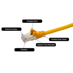 GroupGear 10m RJ45 CAT6a SSTP Stranded Flush Moulded LS0H Network Cable - 26AWG - Yellow