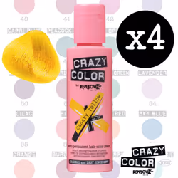 Crazy Colour Semi Permanent Hair Dye By Renbow Canary Yellow No.49 (100ml) Box of 4