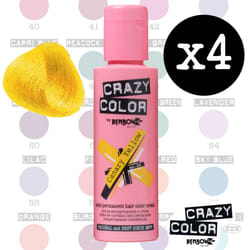 Crazy Colour Semi Permanent Hair Dye By Renbow Canary Yellow No.49 (100ml) Box of 4