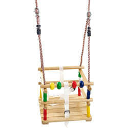 Hardwood Baby Swing Seat (Beech) with Safety Harness and Play Beads Lovely Cradle Swing for Garden or Nursery